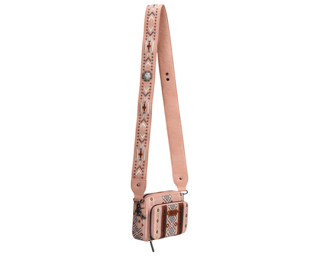 Wrangler Southwestern Crossbody Wallet Bag - Pink