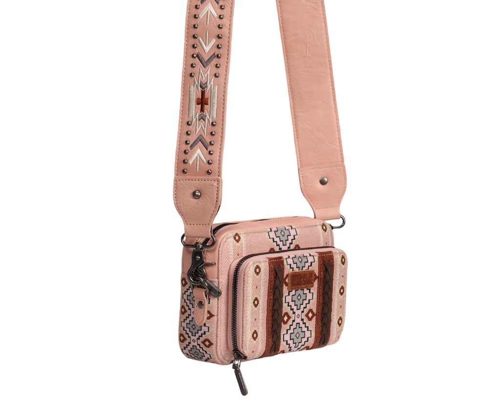 Wrangler Southwestern Crossbody Wallet Bag - Pink