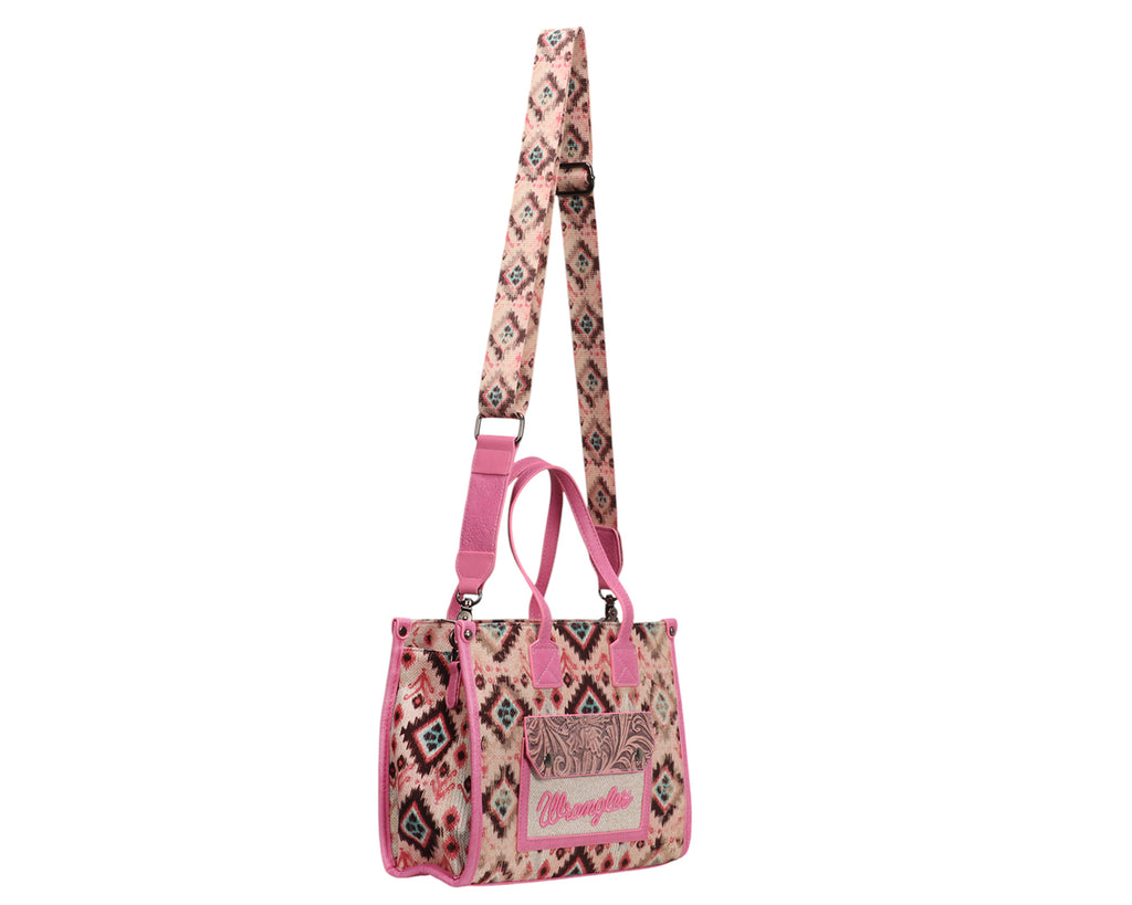 Wrangler Aztec Crossbody Tote Bag - Pink