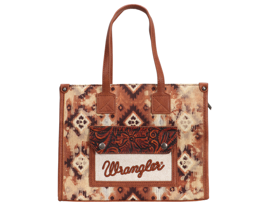 Wrangler Aztec Crossbody Tote Bag - Tan