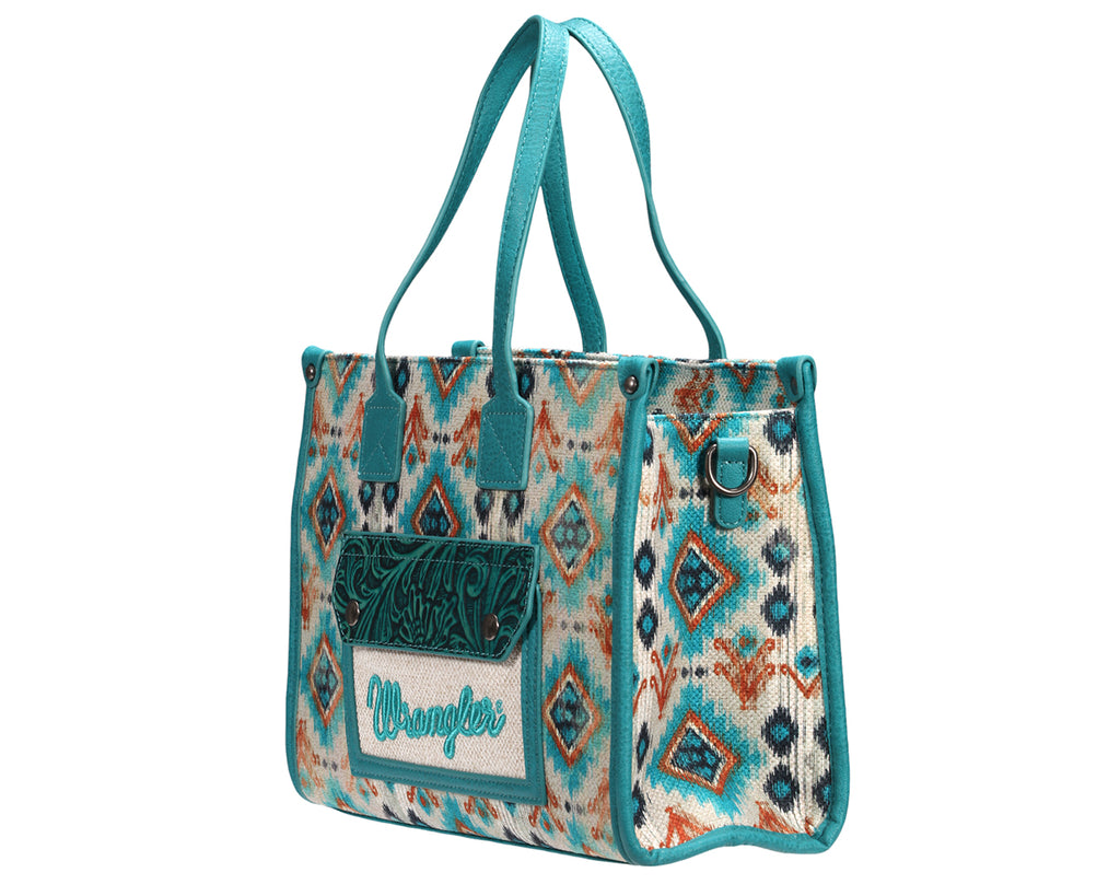 Wrangler Aztec Crossbody Tote Bag - Turquoise