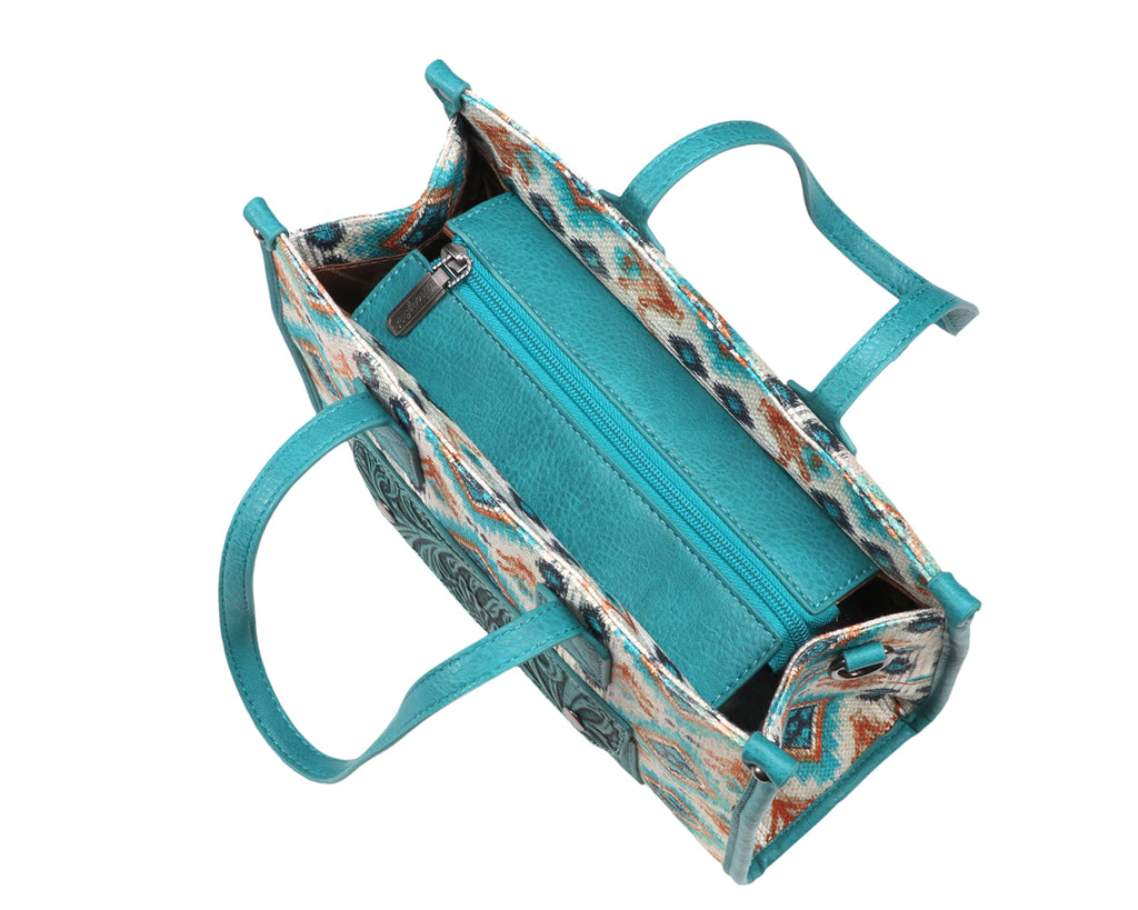 Wrangler Aztec Crossbody Tote Bag - Turquoise