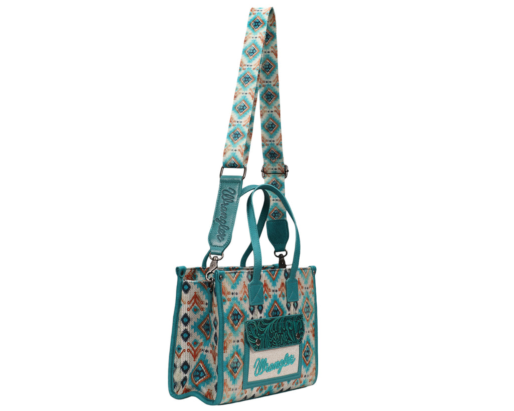 Wrangler Aztec Crossbody Tote Bag - Turquoise