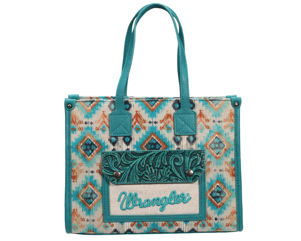 Wrangler Aztec Crossbody Tote Bag - Turquoise