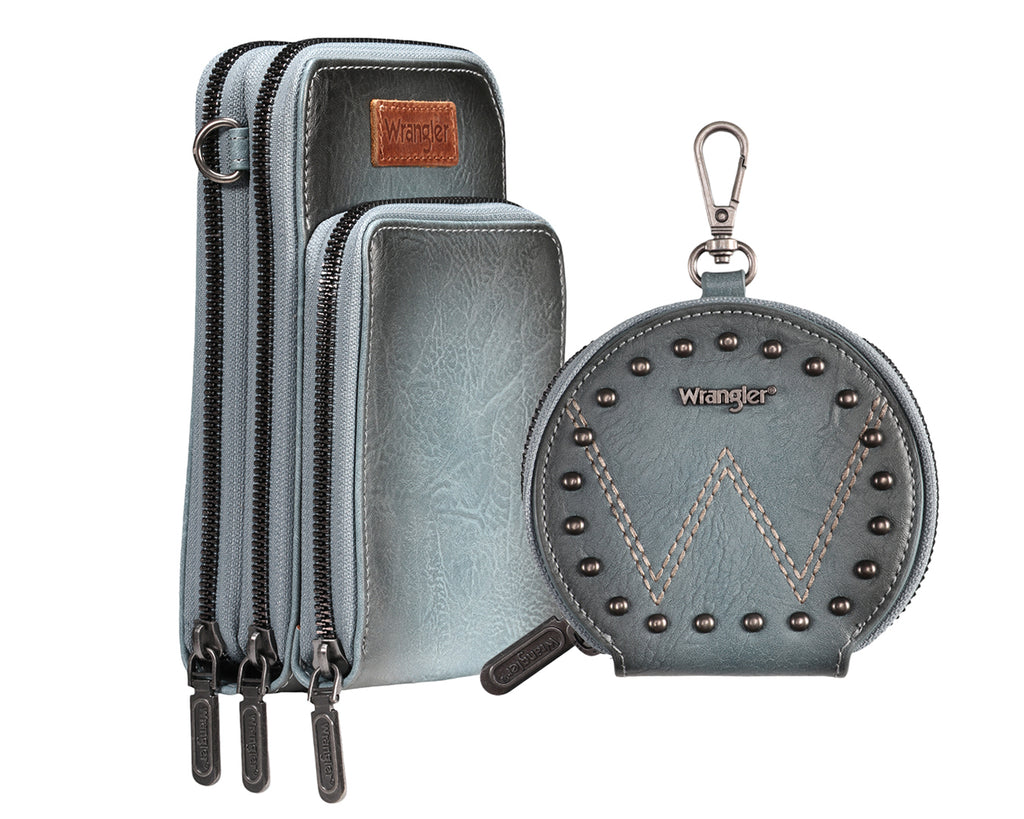 Wrangler Phone Wallet & Coin Purse Set - Light Blue