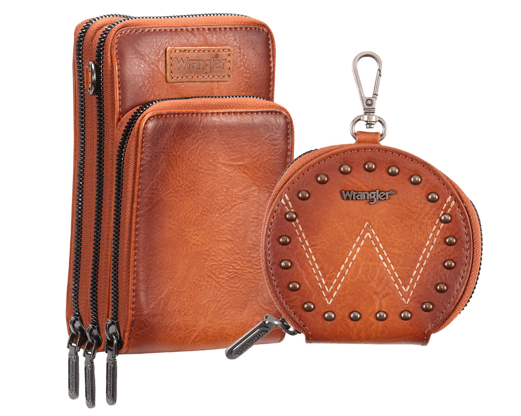 Wrangler Phone Wallet & Coin Purse Set - Tan