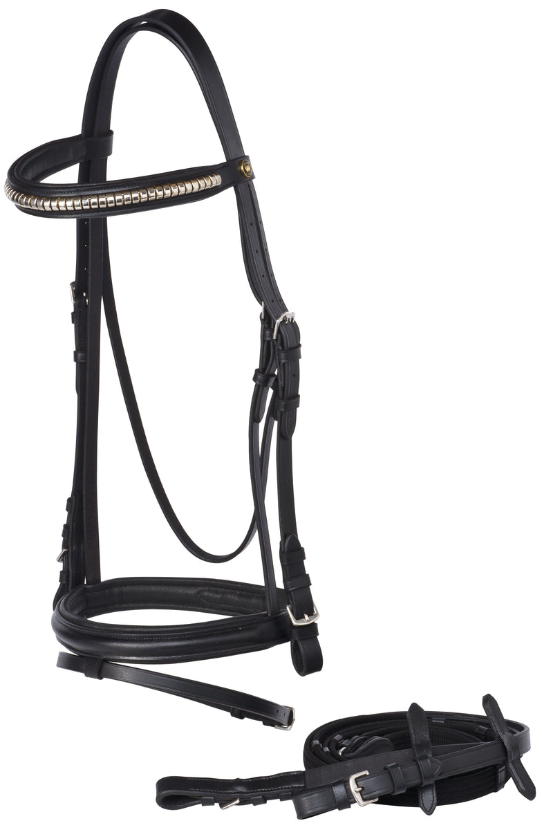 Jeremy & Lord Clinchered Hanoverian Bridle with Reins – Greg Grant Saddlery